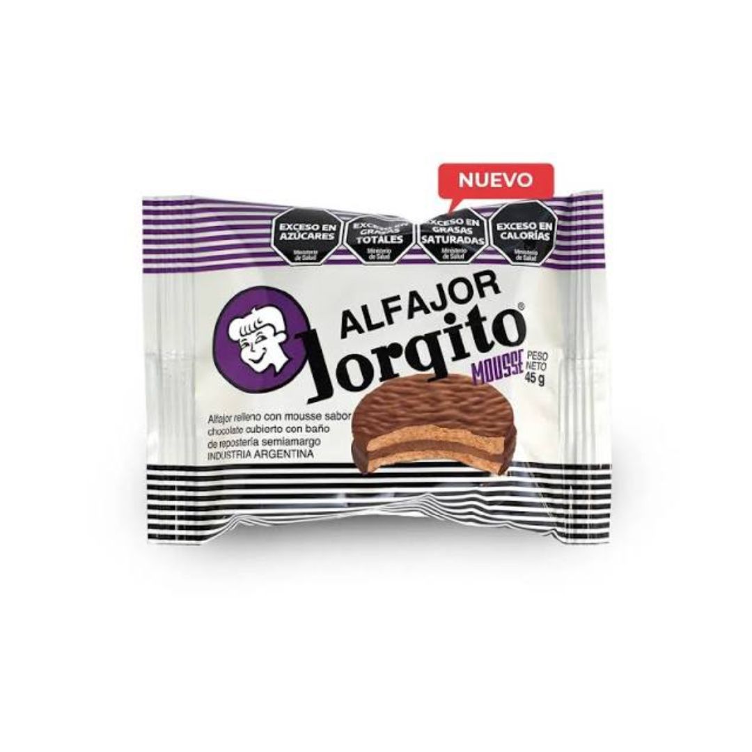 Alfajor JORGITO simple mousse (gris) x45grs (24)