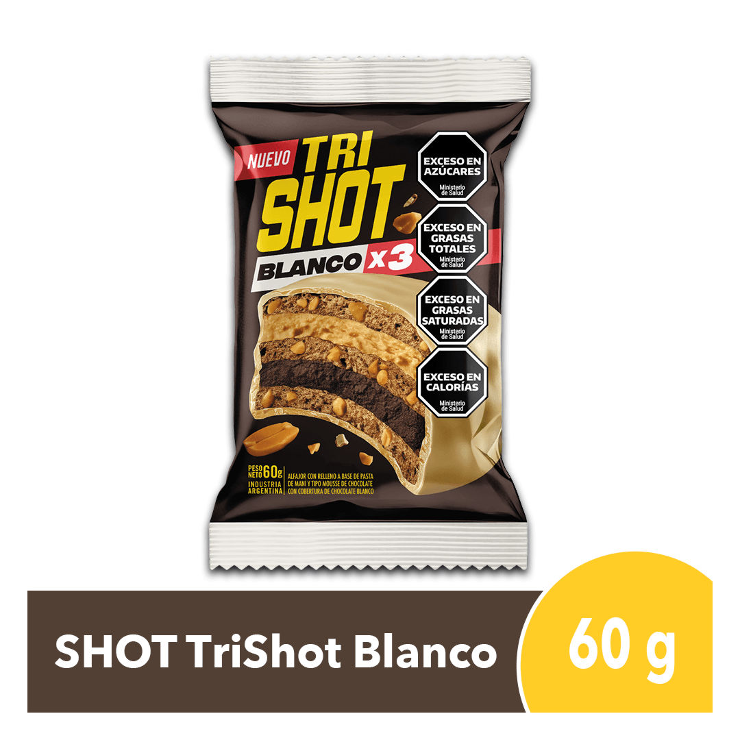Alfajor TRISHOT blanco Triple x60grs (36)